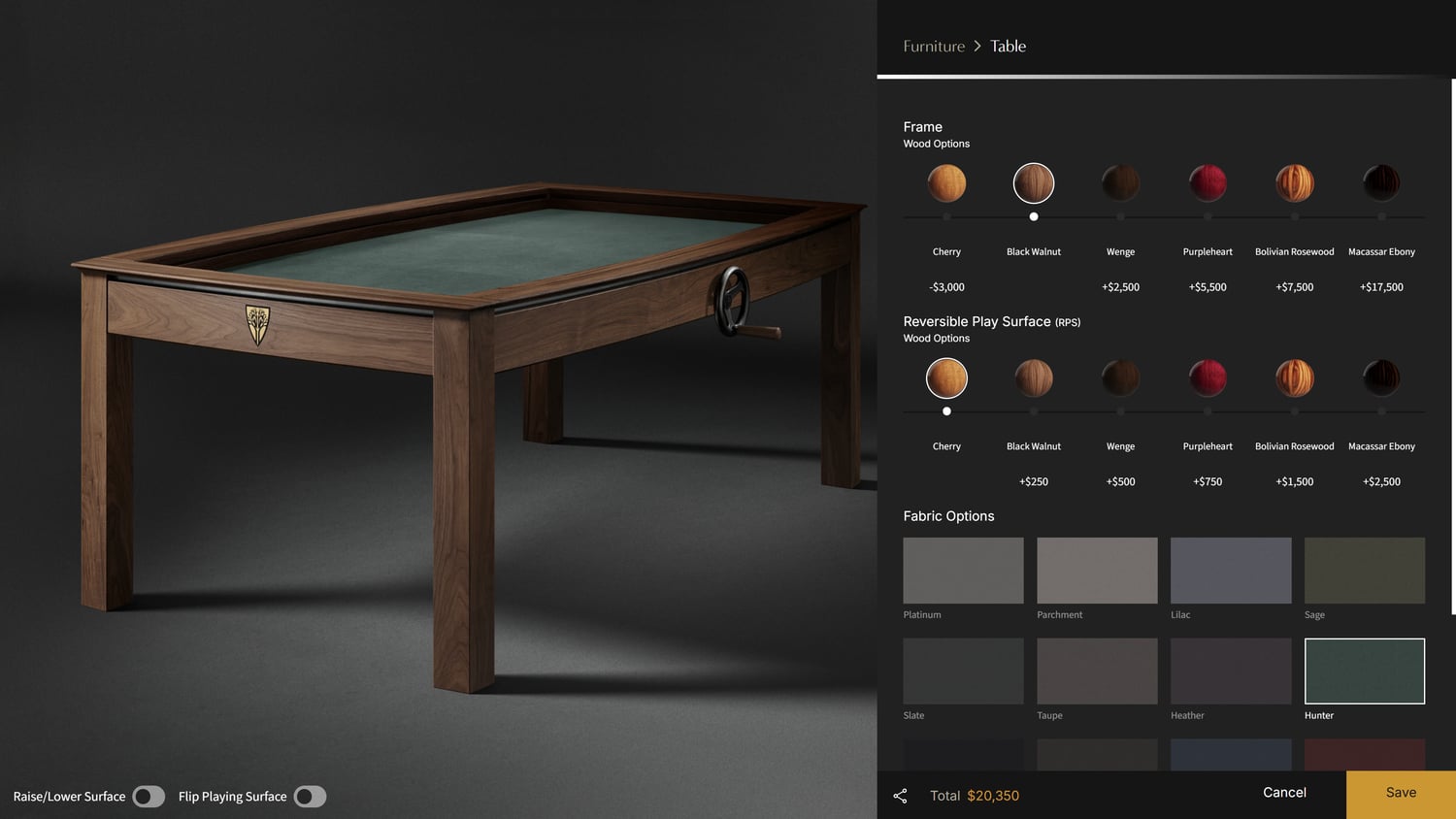 Wyrmwood Prophecy Table Configurator